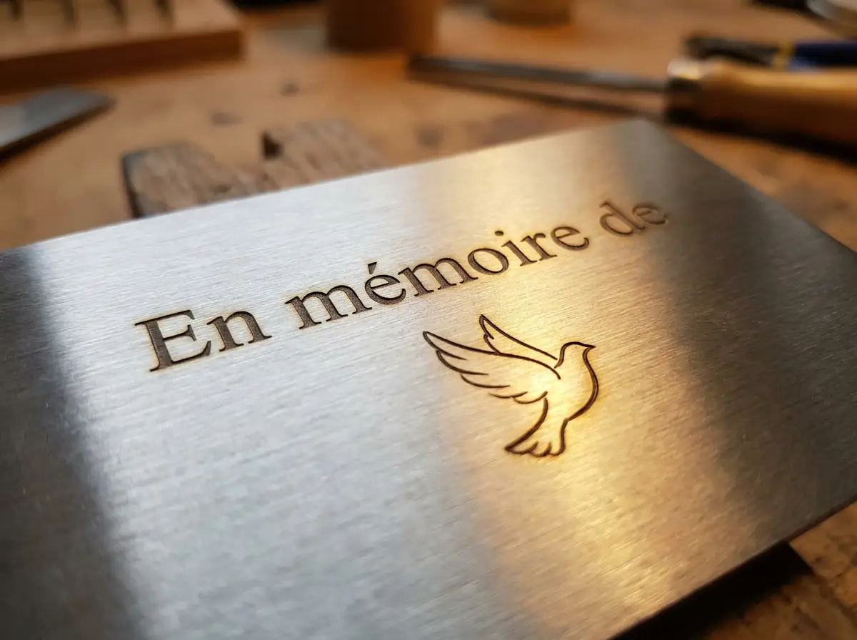 Détail de la gravure laser sur inox brossé